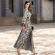V-neck Satin Printed Muslim Dress - EX-STOCK Canada