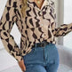 Commuting Elegant Contrast Color Striped Suit Collar Long Sleeve Shirt Formal Top for Women Office Wear Top - EX-STOCK CANADA