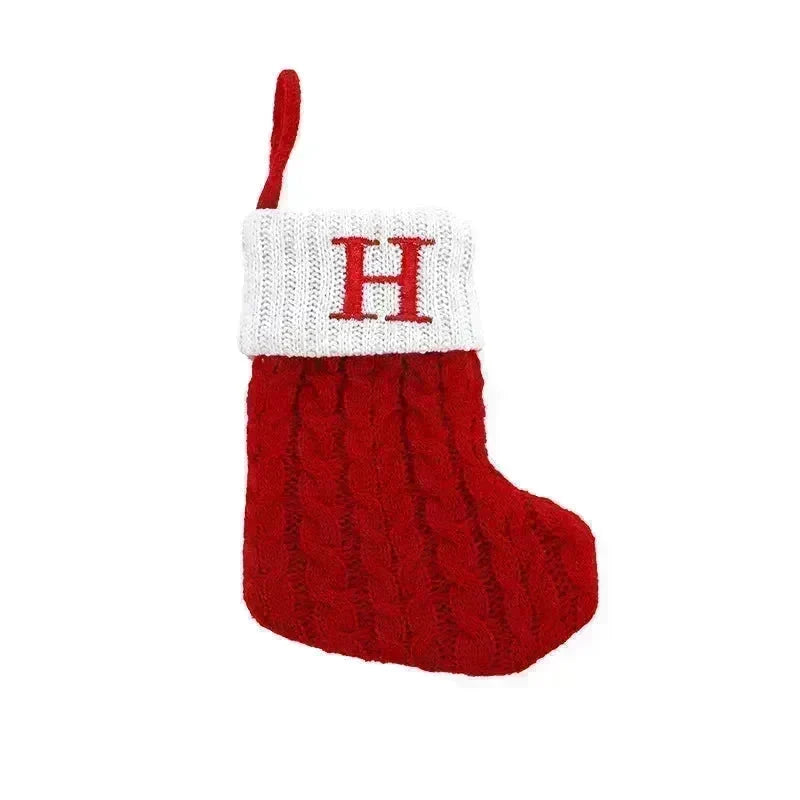 Cute Letters Christmas Stockings Decorative Creative Tree Pendant Wool Knitted Socks - EX-STOCK CANADA