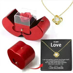 Fashion Jewelry Box Red Apple Christmas Gift Necklace Eternal Rose For Girl Mother's Day Valentine's Day Gifts With Artificial Flower Rose Flower Jewelry Box - EX-STOCK CANADA