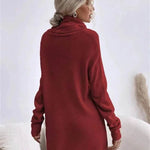 Autumn Winter Solid Cashmere Loose Mini Turtleneck sweater Dress - EX-STOCK Canada