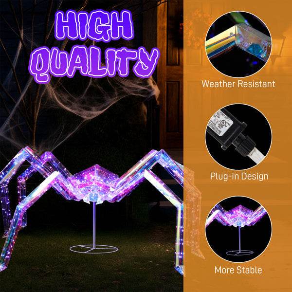 3ft Prism Spider, Illusion, 340 Purple Copper Wire Light, 4.5V 3.6W Halloween Standing Decoration US Specification - EX-STOCK Canada
