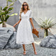 Fashion V-neck Lace Dress Summer Elegant Short Sleeve Long Dresses For Women - EX-STOCK Canada
