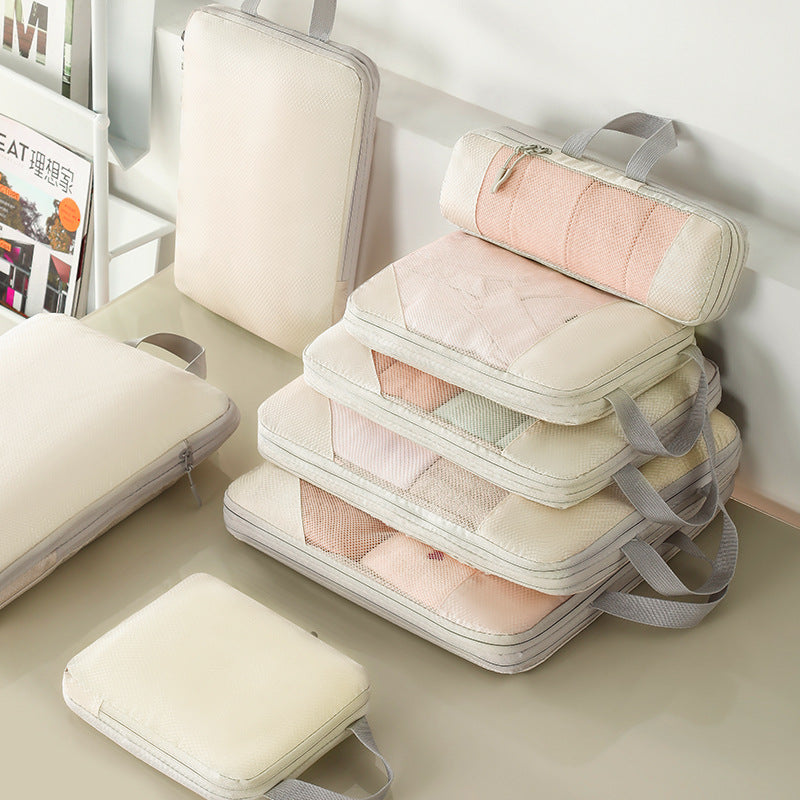 Travel compression packing cubes set – mesh luggage organizer bags for suitcase

