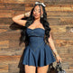 Fashion Tube Top Denim short mini Dress for Club - EX-STOCK Canada