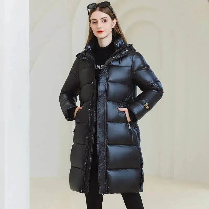 Winter Warm Hooded Coat With Pockets Fashion Simple Long Cotton Jacket Solid Color Outwear Women's Clothing - EX-STOCK Canada