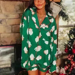 Satin Printed Santa Claus Two-piece Suit Home - EX-STOCK CANADA