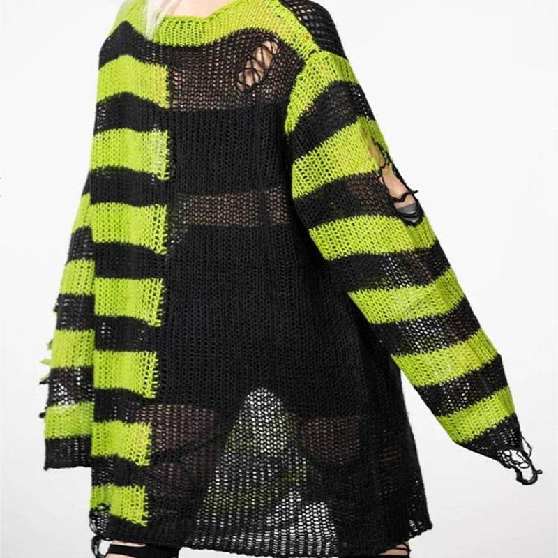 Halloween Ripped Long Sweater Women's Fashion Loose Sweater - EX-STOCK Canada
