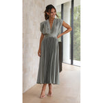 Summer V-neck Pleated Dress INS Fashion Casual Loose Zip Sleeveless Dresses For Women Clothing 