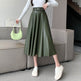 Elegant women High waist Flared Midi PU Leather skirt - EX-STOCK Canada