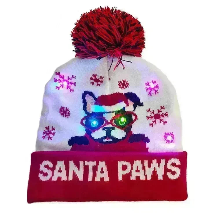 LED Christmas Hat Sweater Knitted Beanie Christmas Light Up Knitted Hat Christmas Gift  Kids Xmas New Year Decorations - EX-STOCK CANADA