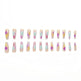 24 PCS Long Flat Flowers Nail Art, Long Length Long Water Pipe Fake Nails,Square Head Nail Tips False Nail EX-STOCK Canada 