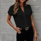 Women's Short-sleeved V-neck Shirt Summer Casual Solid Color Shirt Fashion Womens Clothing - EX-STOCK CANADA