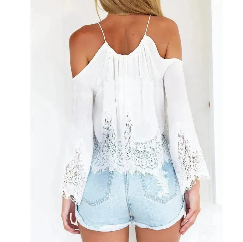 Summer Halter neck crop Lace blouse tank top - EX-STOCK CANADA