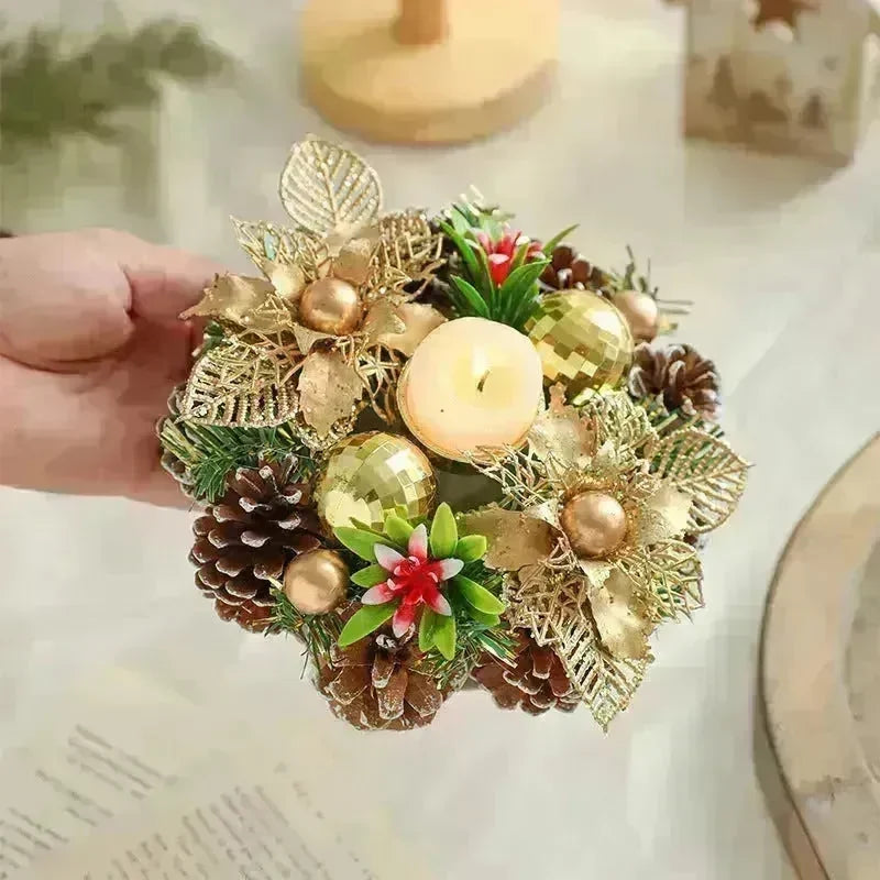 Christmas candle wreath Xmas New Year candle holders decors - EX-STOCK CANADA