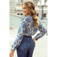 Elegant floral long sleeve work tops womens professional work blouses - EX-STOCK CANADA