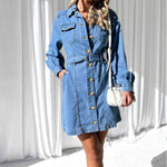 Fashion Casual Button Denim Dress Women - EX-STOCK Canada