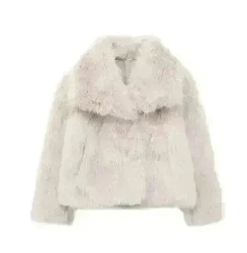 Winter Plush Open front Coat Thick lapel Outwear Faux Fur Coat women - EX-STOCK CANADA