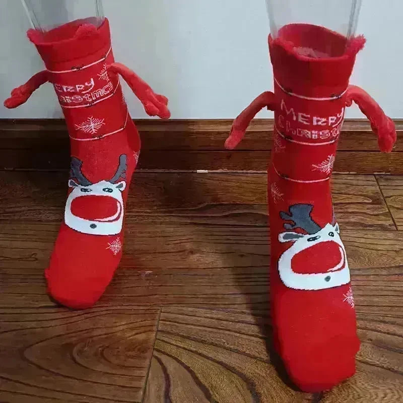 Christmas Stockings Autumn Winter Cotton Magnet Lodestone Hand Tube Socks - EX-STOCK CANADA