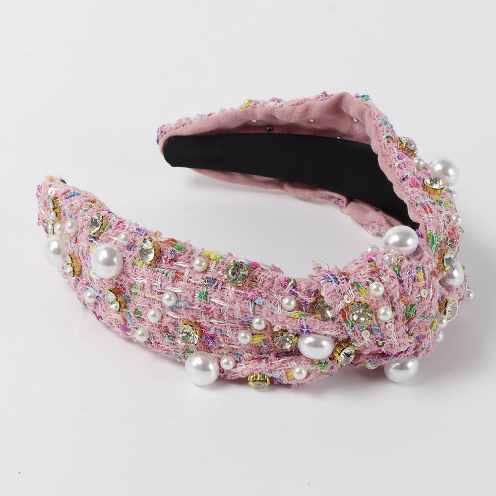 Vintage Fabric Rhinestone Pearl Headband - EX-STOCK Canada