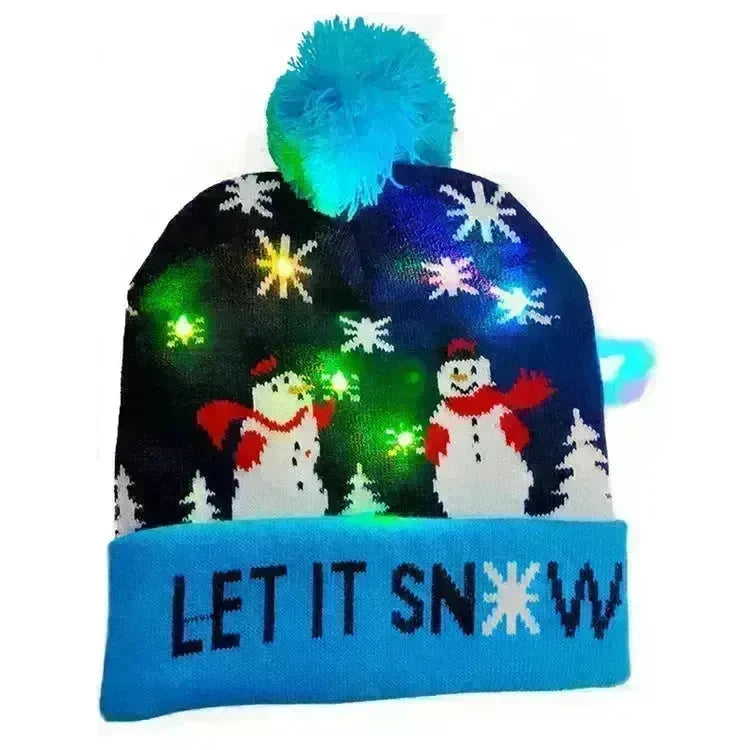 LED Christmas Hat Sweater Knitted Beanie Christmas Light Up Knitted Hat Christmas Gift  Kids Xmas New Year Decorations - EX-STOCK CANADA