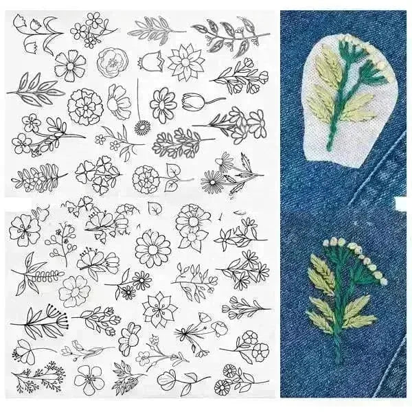 50pcs Water Soluble Stick and Stitch Embroidery Patterns stickers for Clothes - EX-STOCK CANADA
