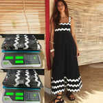 Flowers Print Wavy Pattern Suspender Long Dress For Women Fashion A-Line Beach Dresses Womens Clothing - EX-STOCK CANADA