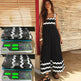 Flowers Print Wavy Pattern Suspender Long Dress For Women Fashion A-Line Beach Dresses Womens Clothing - EX-STOCK CANADA
