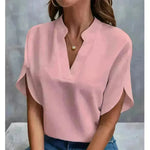 Summer Short-sleeved Chiffon Shirt New V-neck blouse Women's Casual Versatile Clothing Evening Tops for Women - EX-STOCK CANADA
