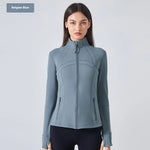 Long Sleeve Workout Tops for Women Halter Neck Zip Up gym top - EX-STOCK CANADA