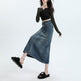 High Waisted Denim Skirt Design Pocket back Slit Retro Hip-wrapped Midi Skirt - EX-STOCK Canada