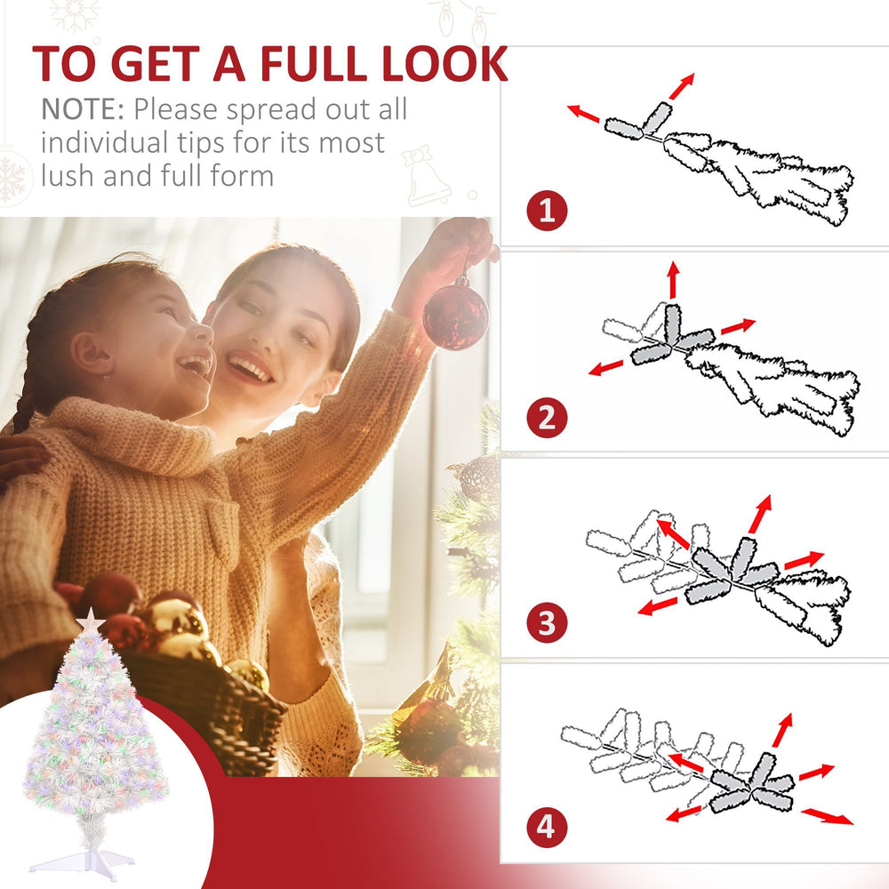 2.5FT Prelit Artificial Tabletop Christmas Tree With Fibre Optics Holiday Home Xmas Decoration For Table And Desk White EX-STOCK Canada 