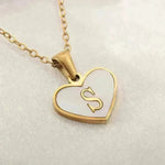 26 Letter Heart-shaped Necklace White Shell Love Clavicle Chain Fashion Personalized Necklace For Women Jewelry Valentine's Day - EX-STOCK CANADA