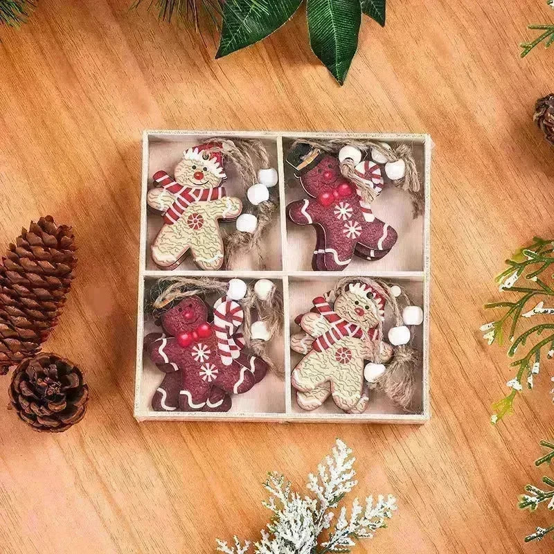 Wooden Gingerbread Man Christmas Decorations Box Pendant - EX-STOCK CANADA