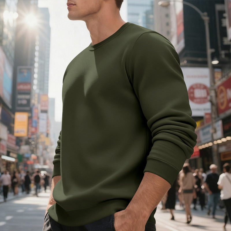 Fleece-lined Crew Neck Sweater Male Loose Casual Top EX-STOCK Canada 