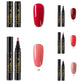 Collection of Guess nail art products with nail color swatches on a white background