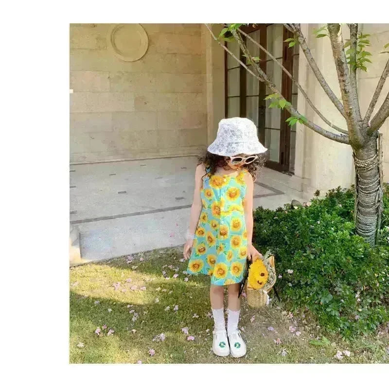 Casual Summer Floral cotton dress for baby girl - EX-STOCK CANADA
