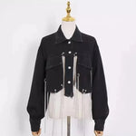 Short Frayed Denim Jacket Women Chain Fashion Style - EX-STOCK CANADA