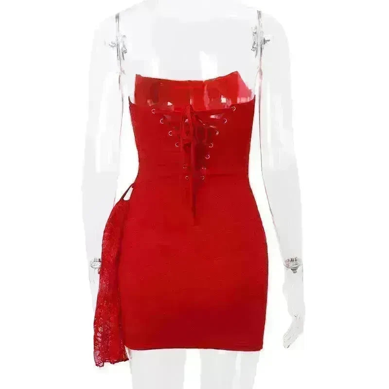 Strapless Lace Tube Top Corset Dress Party Women Fashion And Charming Slim fit Mini Dress  for Evening Party Cocktail. - EX-STOCK CANADA