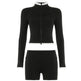 American Street Workout Clothes Suit Zipper Cardigan Long Sleeve Top Suspender Shorts - EX-STOCK CANADA