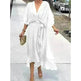 Batwing Sleeve V-neck Dress Summer Pure Color Tied Irregular Wrap Midi Dresses for Women - EX-STOCK CANADA