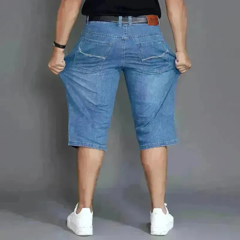 Men's Denim Shorts Light Blue Mid Length Jeans Short - EX-STOCK CANADA