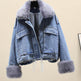 Furry Collar Denim Pie Overcoming Loose Plus Fleece Jacket Women EX-STOCK Canada 
