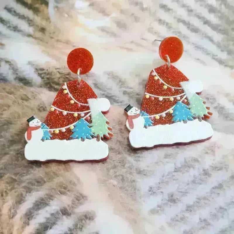 Sweet Christmas Tree Earrings With Rhinestones New Fashion Christmas Acrylic Earrings Women's Jewelry - EX-STOCK CANADA