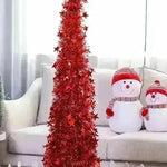 Artificial Tinsel Up Christmas Tree With Stand Gorgeous Collapsible Artificial Christmas Tree For Christmas Decorations - EX-STOCK CANADA