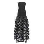 Black And White Tube Top Three-dimensional Flower Pettiskirt Dinner Dress EX-STOCK Canada 