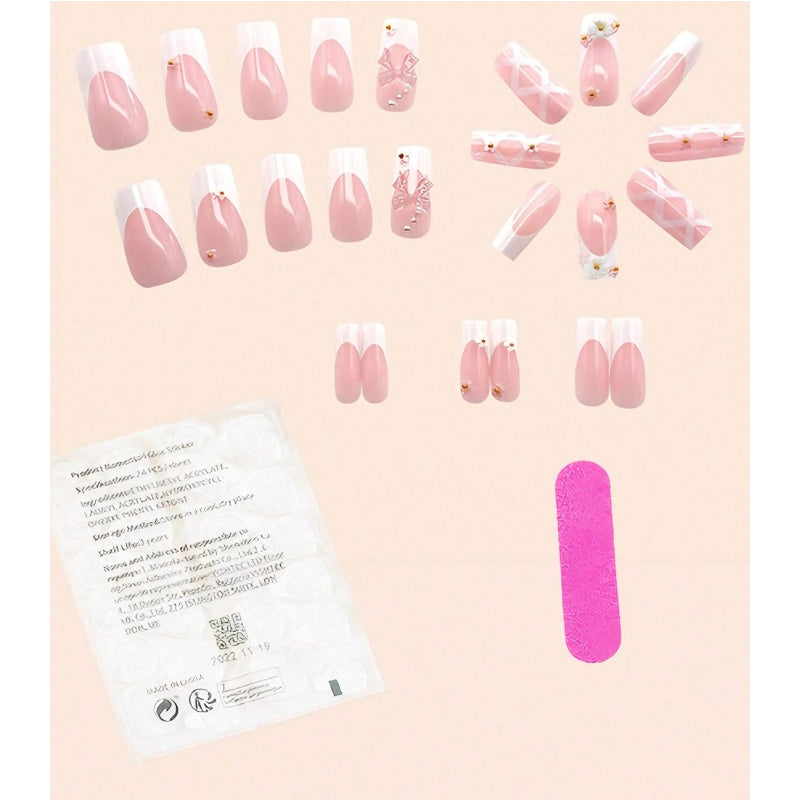 24 PCS Planet Diamond Star Nail Art, Long Length Long Water Pipe Fake Nails,Square Head Nail Tips False Nail EX-STOCK Canada 