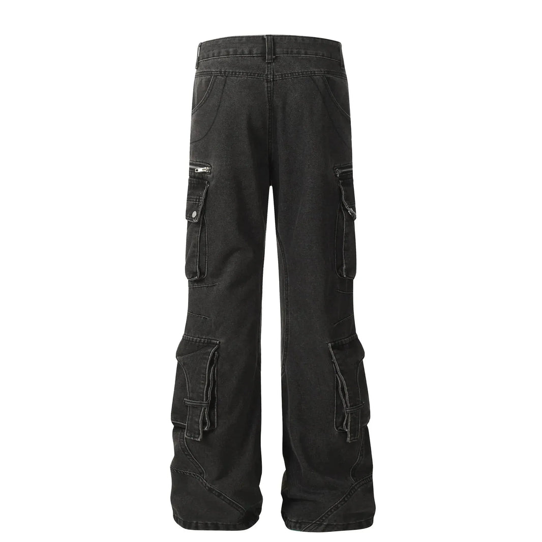 Solid Color Casual Multi-pocket Denim Jean Cargo Pants women - EX-STOCK CANADA