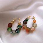 Peacock Agate Jade Beaded Earrings - EX-STOCK Canada