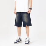 American-style Retro Washed Split Design Denim Shorts For Men Jeans - EX-STOCK Canada
